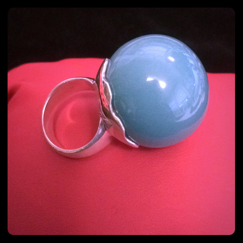 925 Silver and Blue Sphere Ring